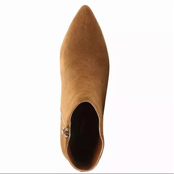 Kensie Lyden Suede Leather Block Heel Bootie Brown Cow Suede Upper Side Zipper - Picture 7 of 7